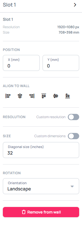 The settings of a slot