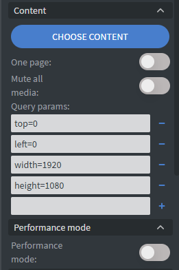 The Query params of a Content widget