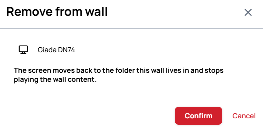 The Remove from wall confirmation