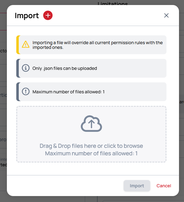 The Import dialog for a server-wide UI profile file