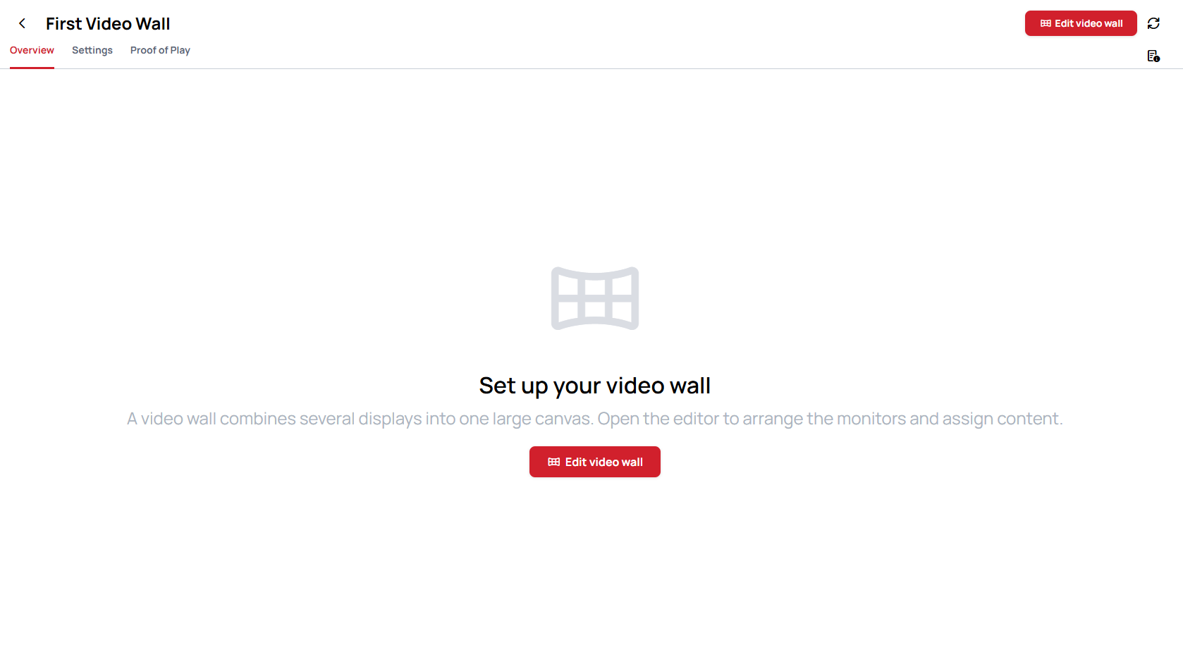 A new, empty Video Wall with the Edit video wall button